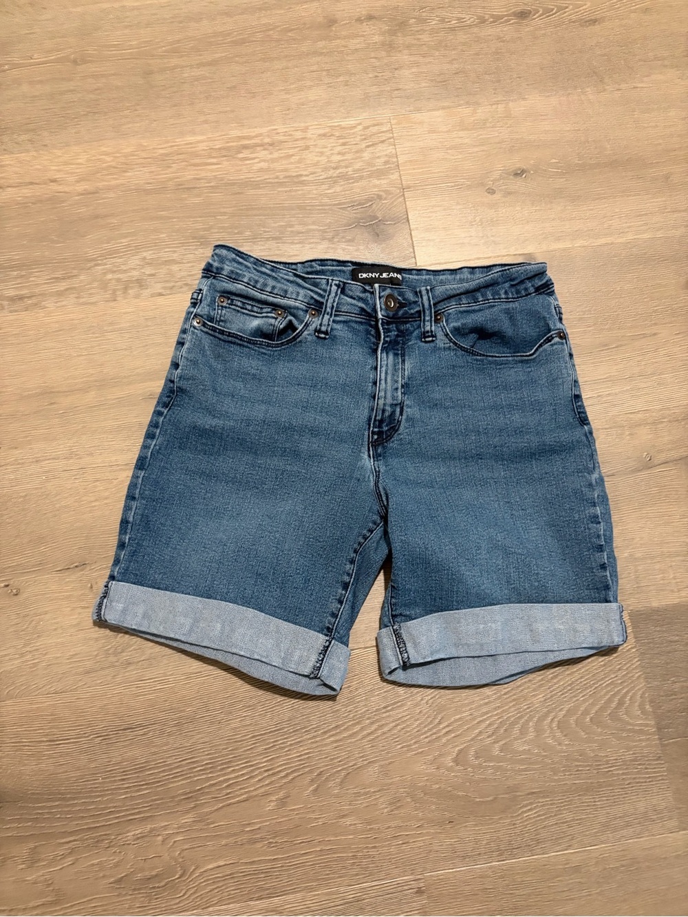 DKNY Jeans Light and Dark Blue Two-Tone Denim Shorts